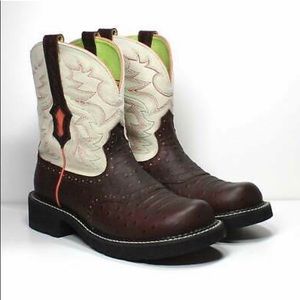 Ariat Fatbaby Boot Ostrich Print Leather Size 9